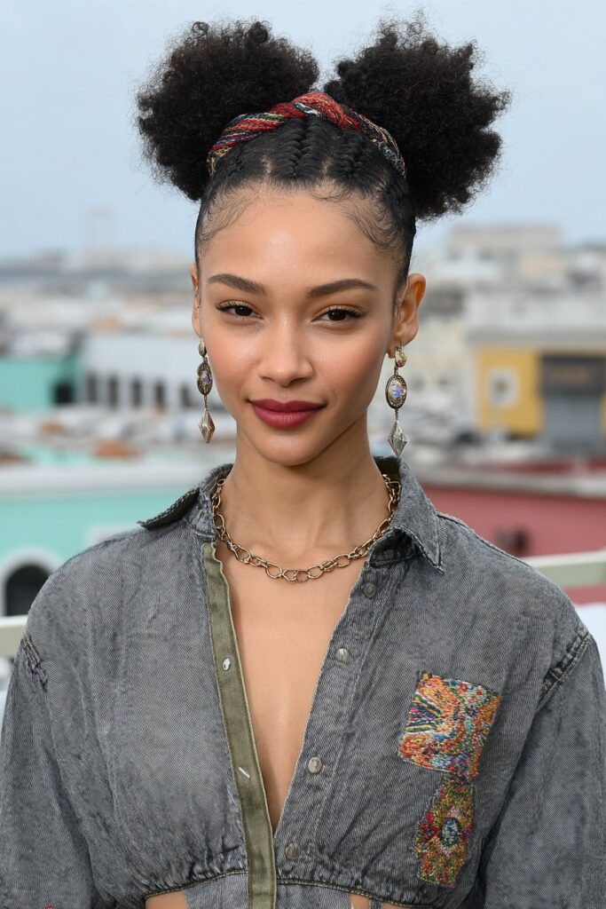 woman with afro boho bob braids