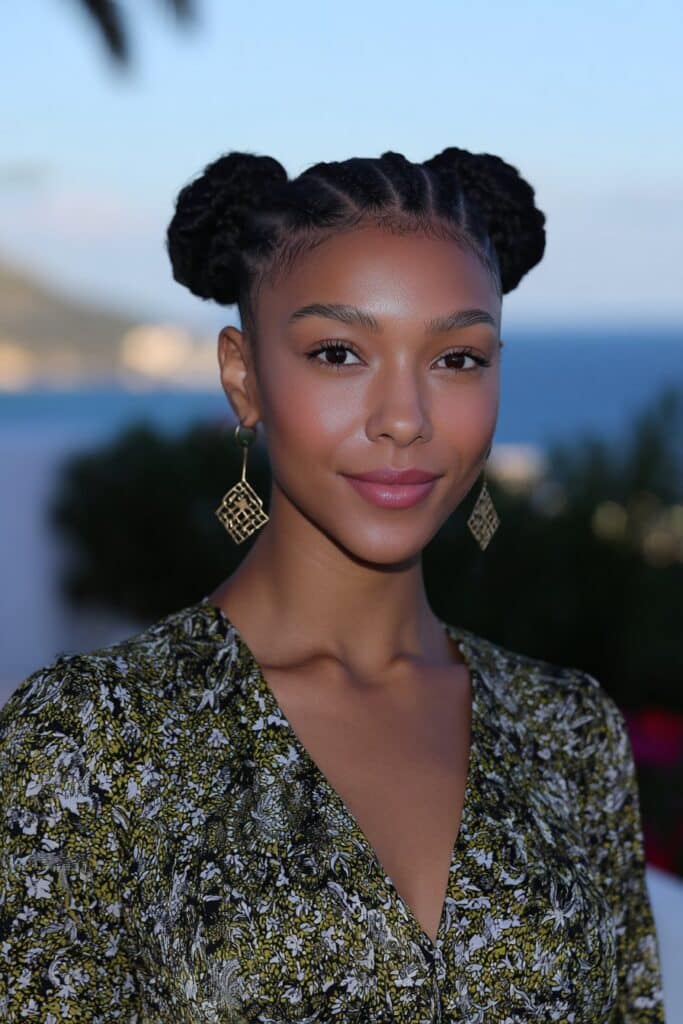 Woman with stylish box braids hairstyle