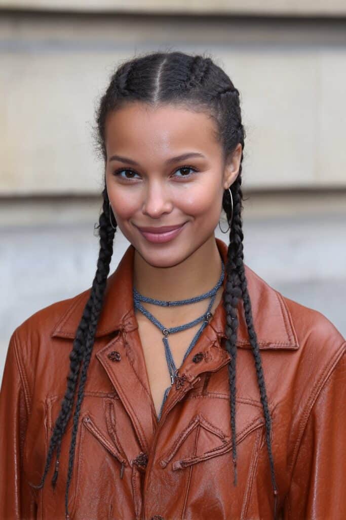 Zigzag braided patterns creating a bold and artistic hairstyle