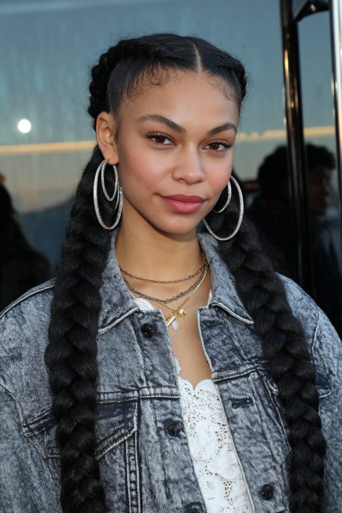 Romantic crown braid paired with loose soft waves