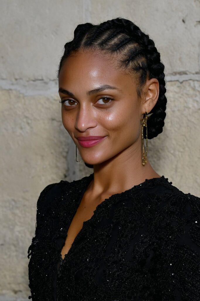 Large golden blonde jumbo braids for a bright winter hairstyle