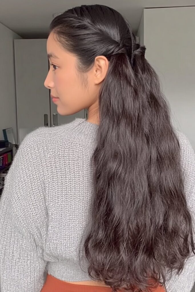 17 Stunning Half Up Half Down Pigtails to Try Today 16 A person with half up half down pigtails for thick hair hairstyle