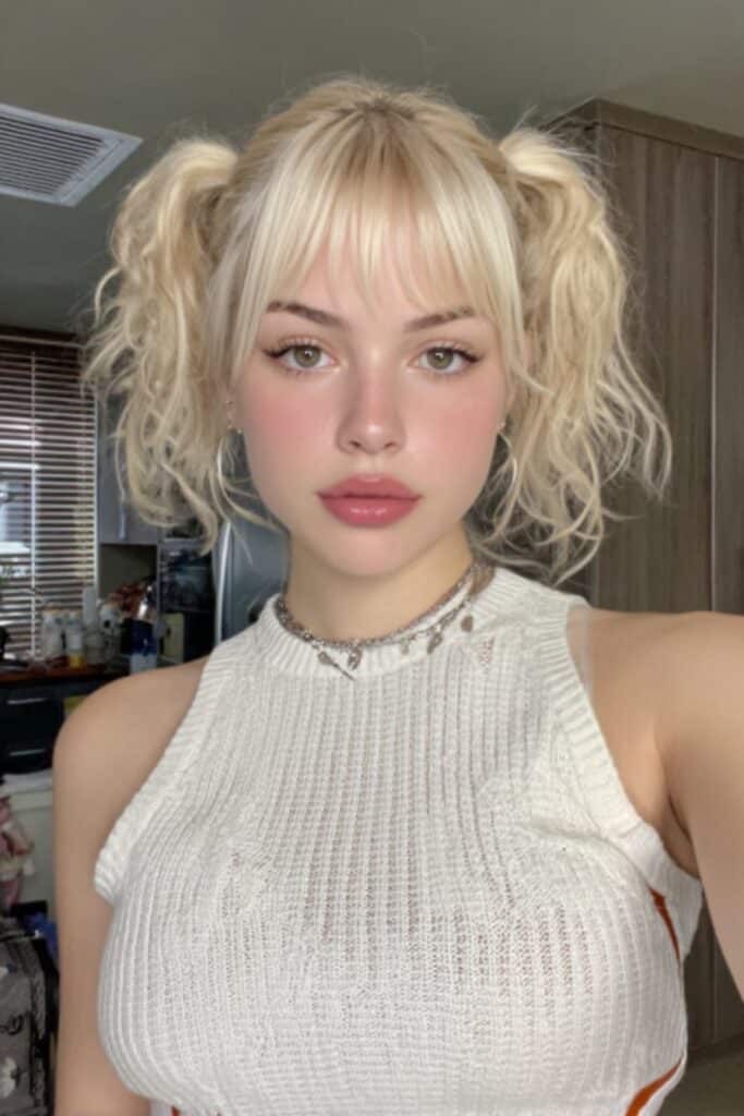 17 Stunning Half Up Half Down Pigtails to Try Today 2 A person with messy half up half down pigtails hairstyle