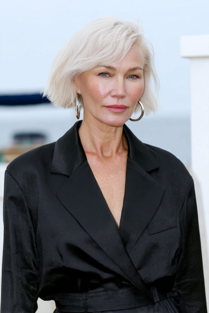 Casual messy long pixie haircut with side-swept bangs for effortless everyday style.