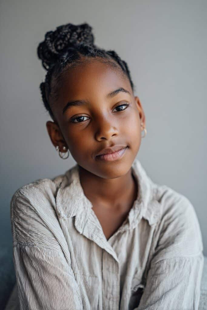 Young black woman with minimalist slick back look hairstyle