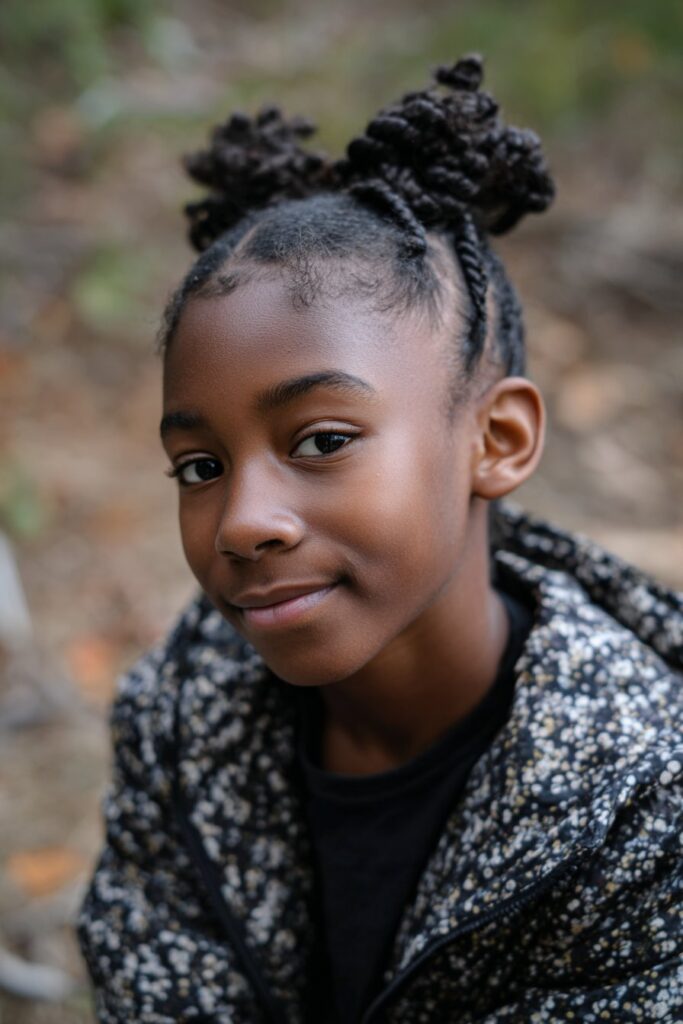 Young black woman with slick back twists hairstyle