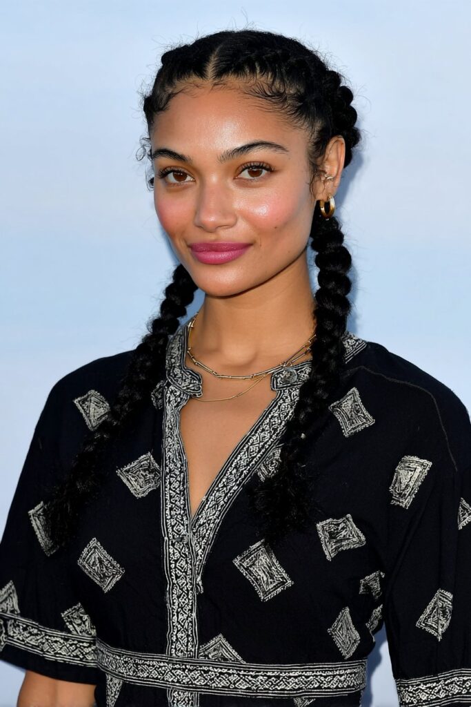 Zigzag cornrows with smooth, styled baby hairs