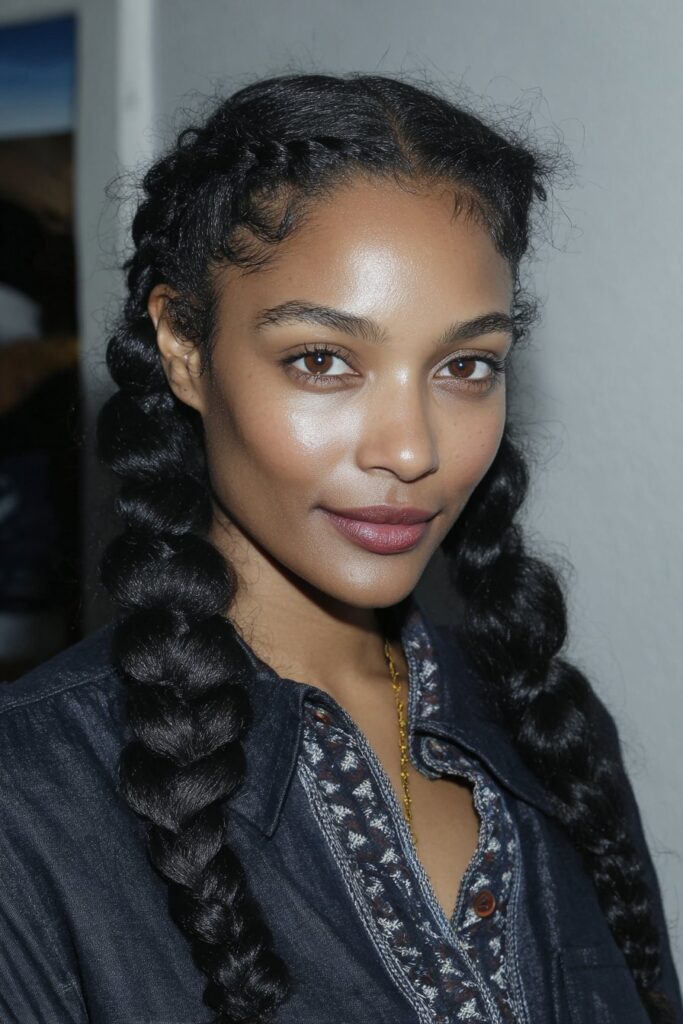 Trendy bubble braids hairstyle made with hair ties spaced evenly for a cute, school-friendly look.