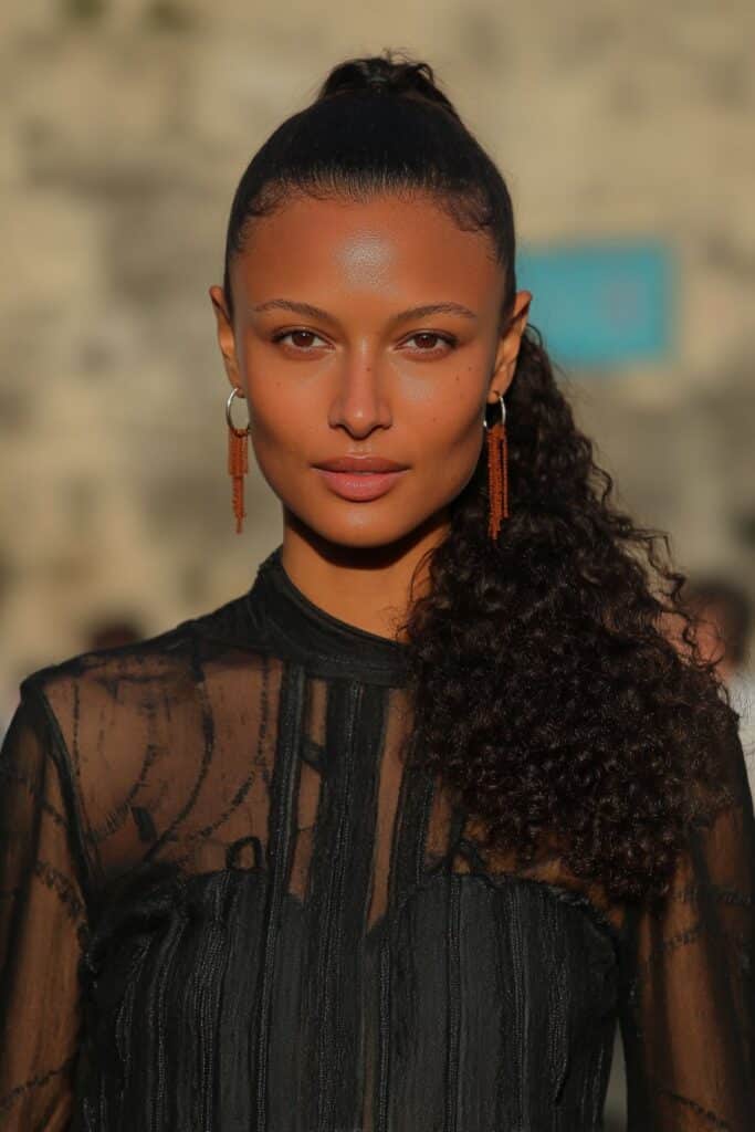 A voluminous high ponytail giving a lively, bouncy look perfect for energetic school days.