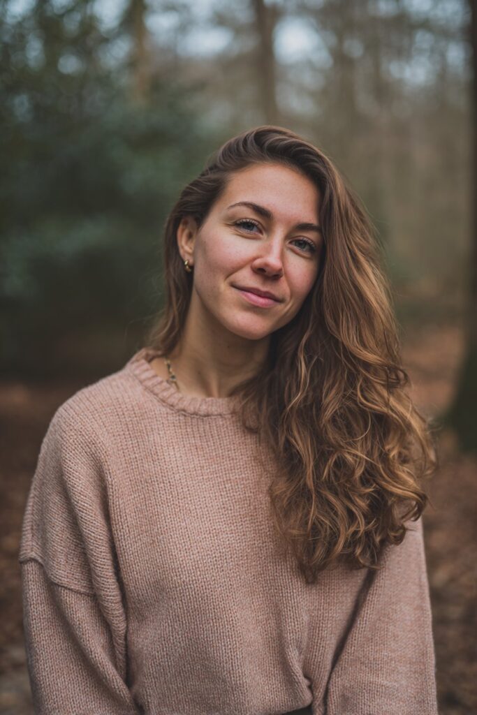 Soft light brown hair that gradually melts into slightly lighter sugar-toned ends.