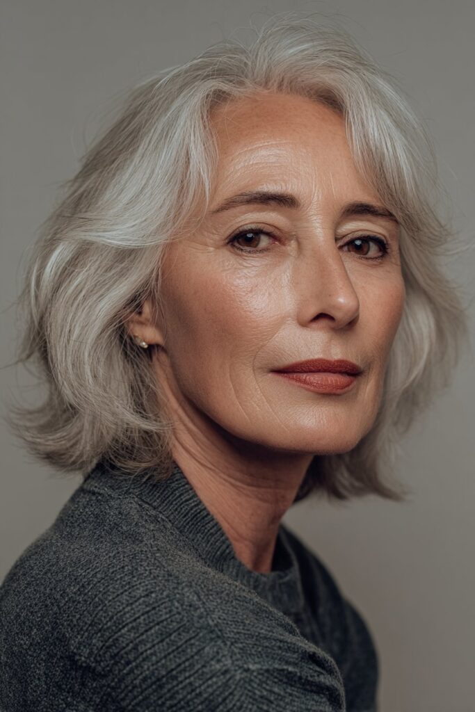 Trendy mini mullet haircut with short front and longer back for volume on thin hair.