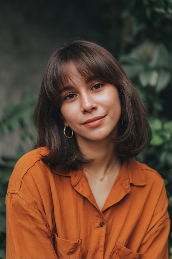 Long hair shaped with razor-cut butterfly layers for a textured, airy finish.