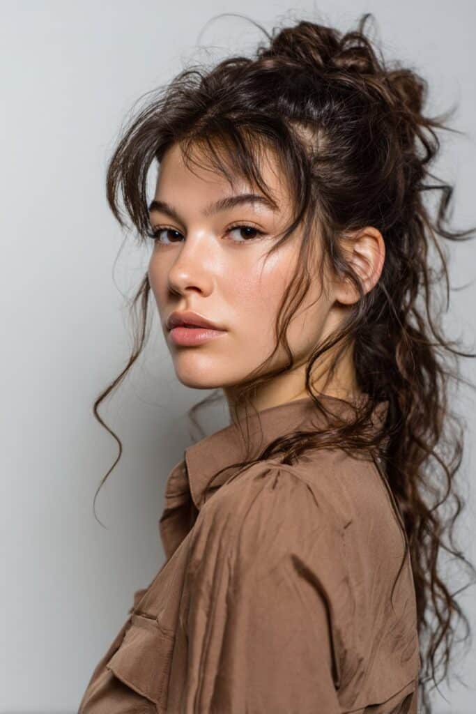 Retro-inspired shag haircut with flipped ends adding playful movement.