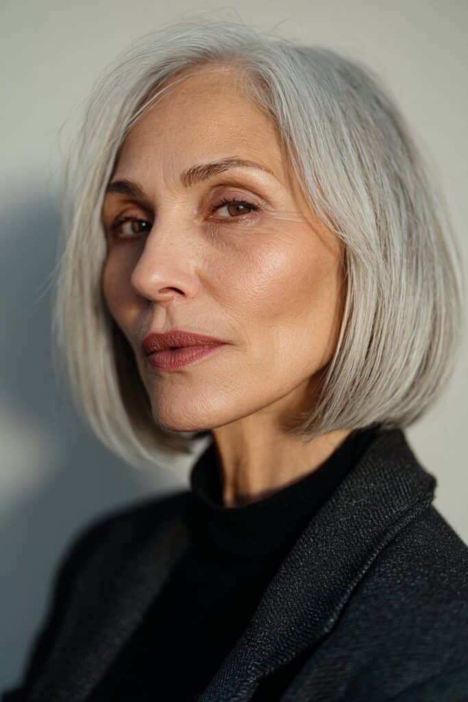 Stacked bob for straight hair with layered back for added fullness.