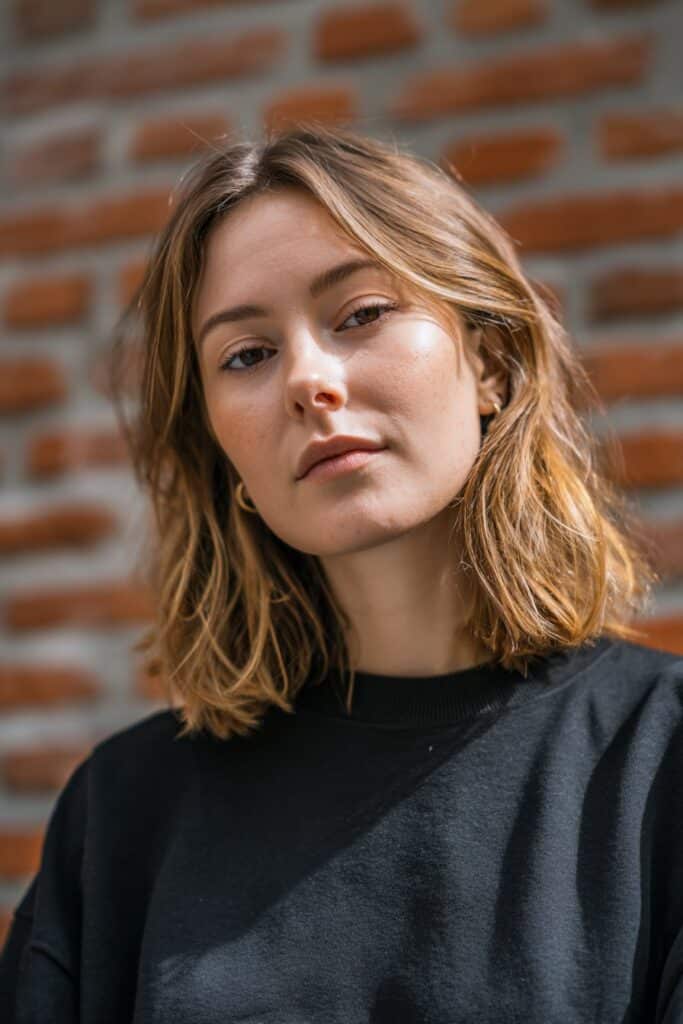 Rich brown base with toffee-colored balayage swirls creating smooth, natural dimension.