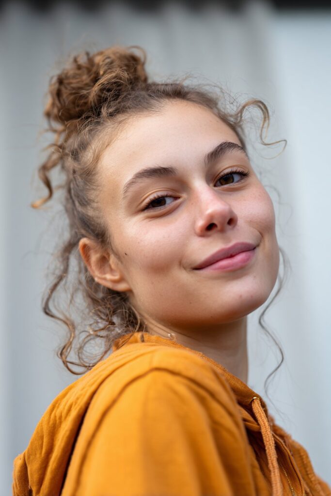 Sectioned bubble-style ponytail