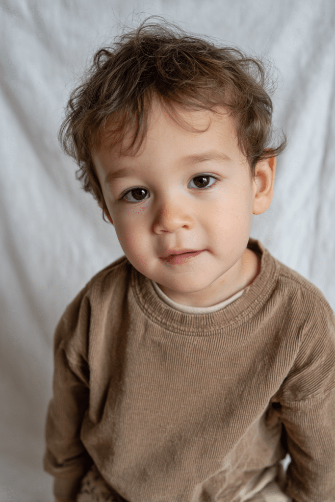 Traditional mullet haircut on a toddler