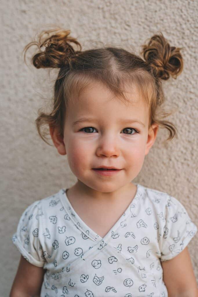 Two braided buns hairstyle