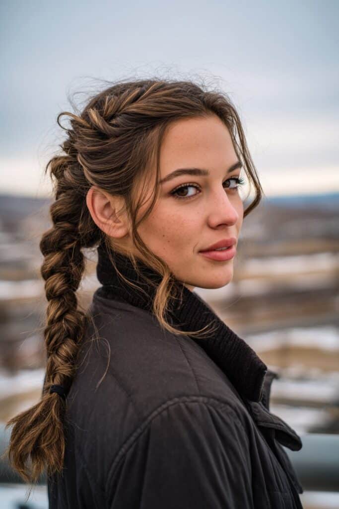 Fishtail braid in ponytail