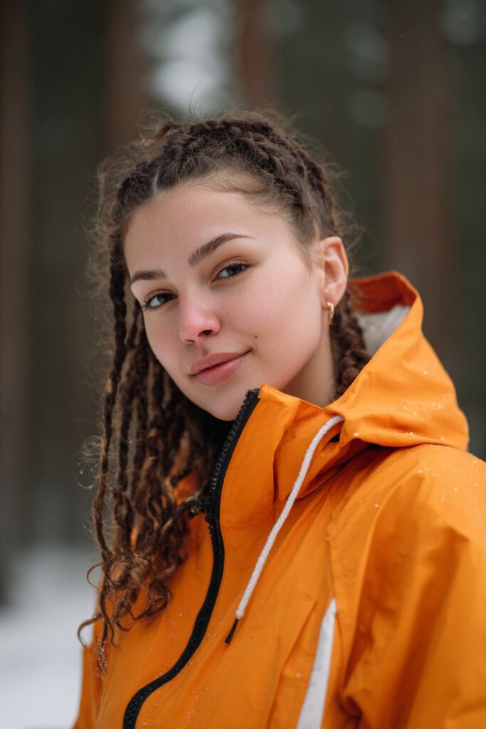 Flat twists gathered into ponytail