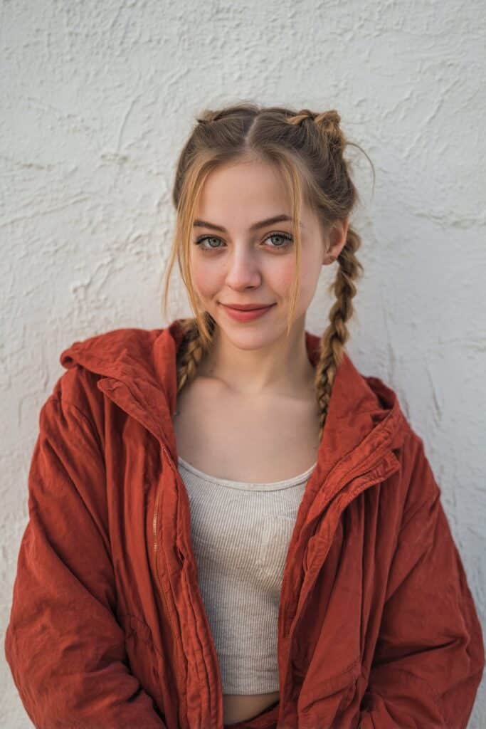 Half-up hairstyle with braids