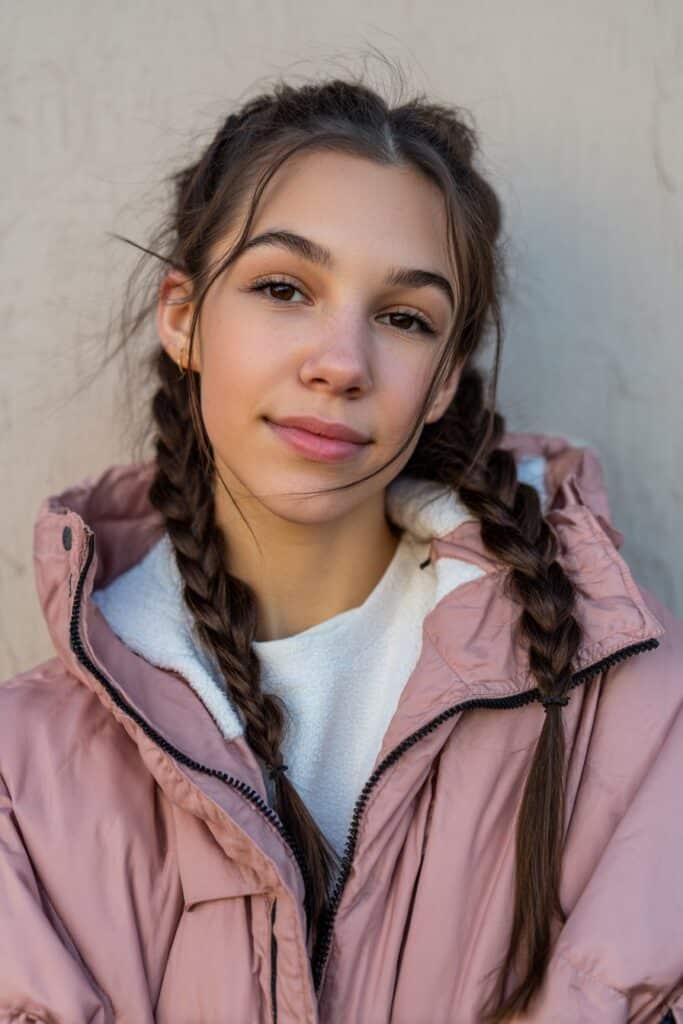 Low ponytail and side braid
