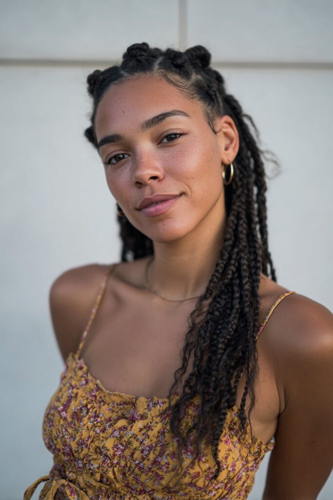 Extension hair is added directly to the middle strand as the braid progresses for a smooth, even build.