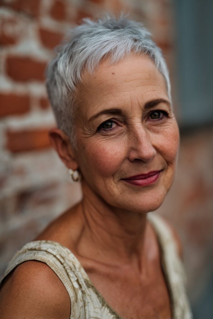 Hair shaved on the sides while leaving a textured, tousled top layer.