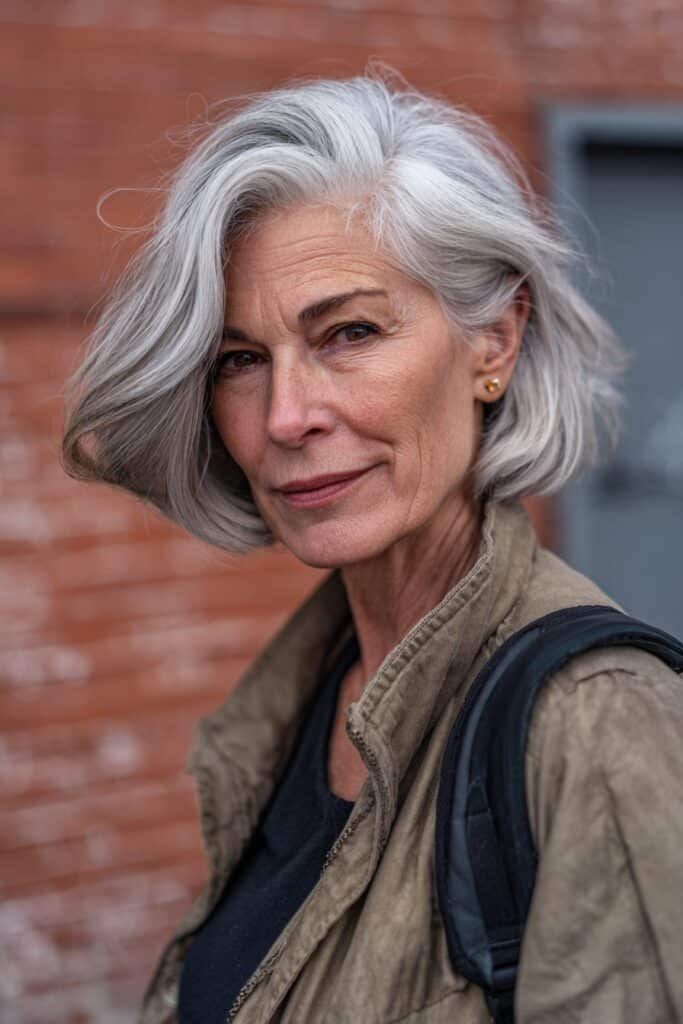 Bob haircut with temples shaved for an edgy, modern accent.