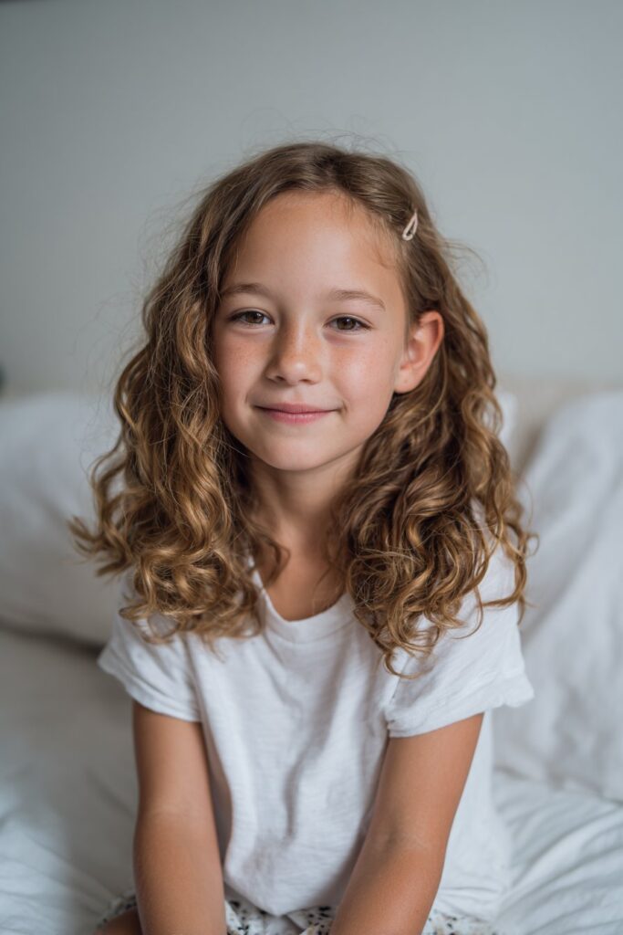 Side-parted hair with clips