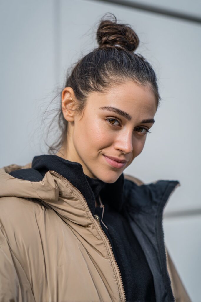 Smooth, sleek low bun