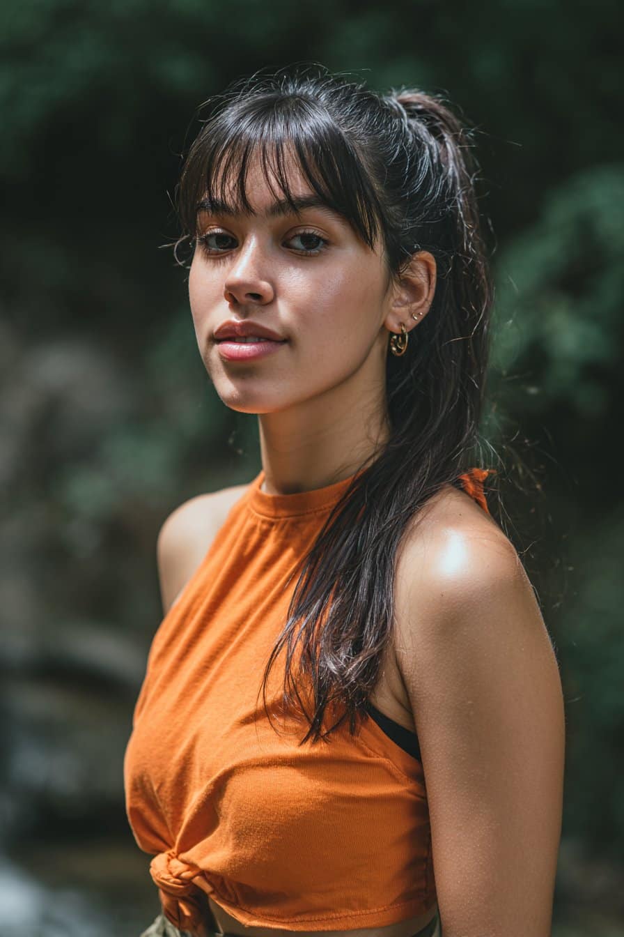 Slick Back Ponytail with Faux Bangs