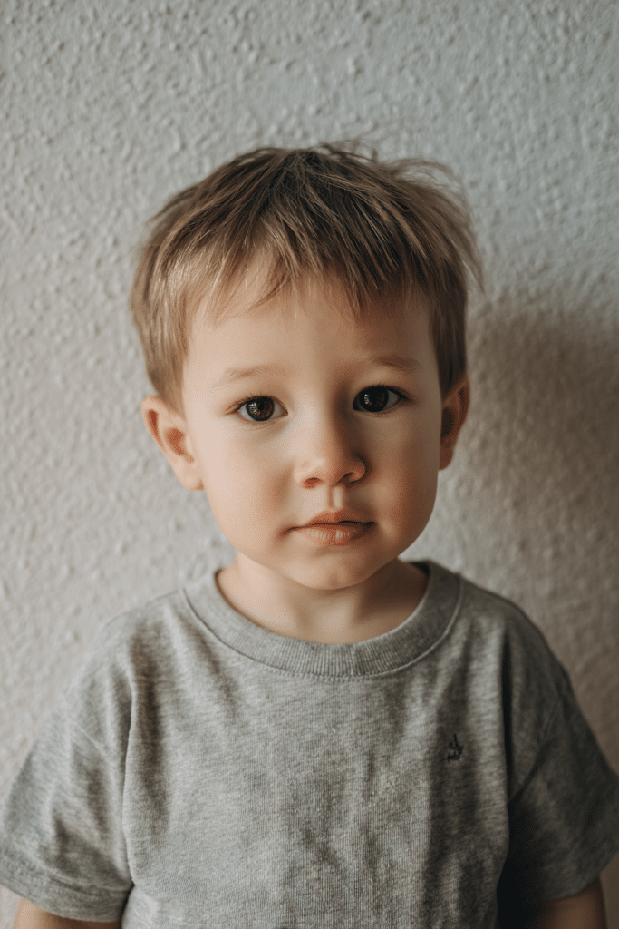 Straight hair mullet on a child