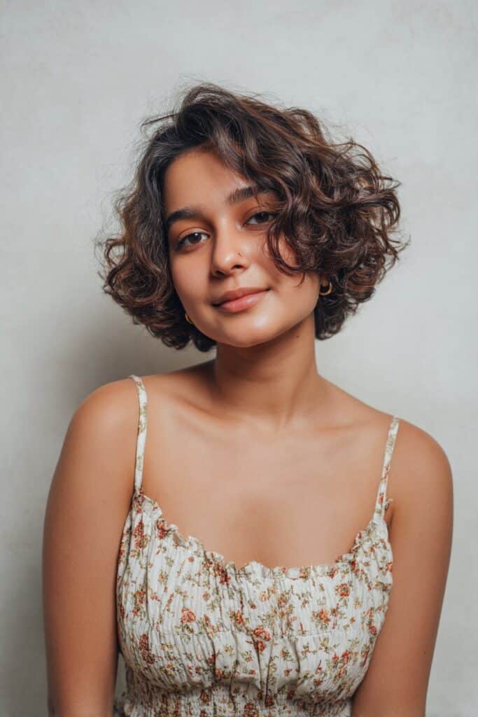 A natural wash-and-go look with layered curls that add texture and movement.