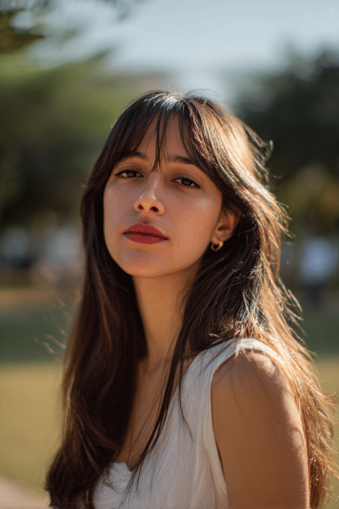 Long bob with side-swept bangs and soft layers