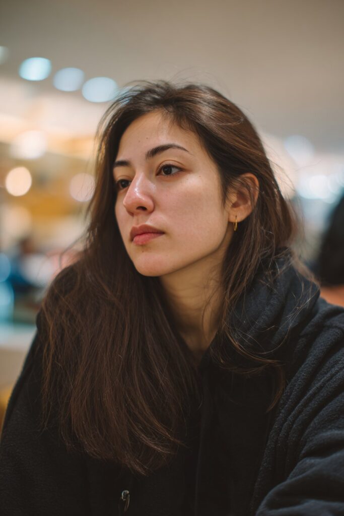 Angled long bob haircut with front slightly longer layers