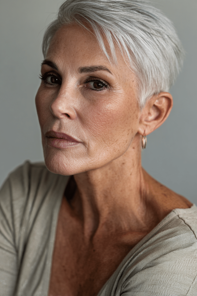 Chic silver pixie cut with modern short layers