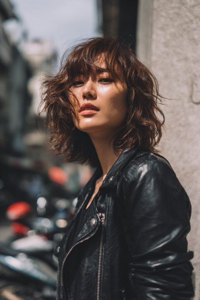 Choppy bob haircut for women biker edgy style