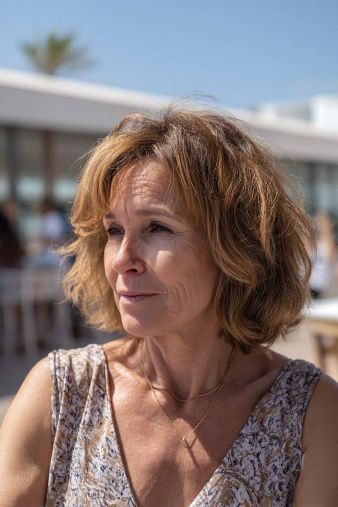 Choppy bob with face-framing layers sassy hairstyle for older women