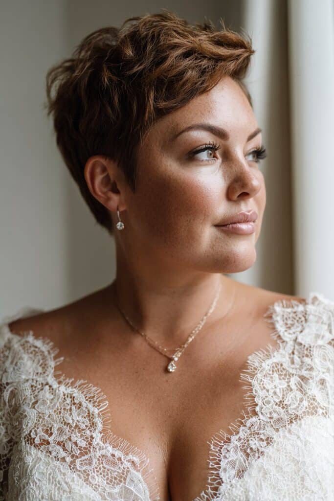 Choppy pixie haircut with volume on top for women