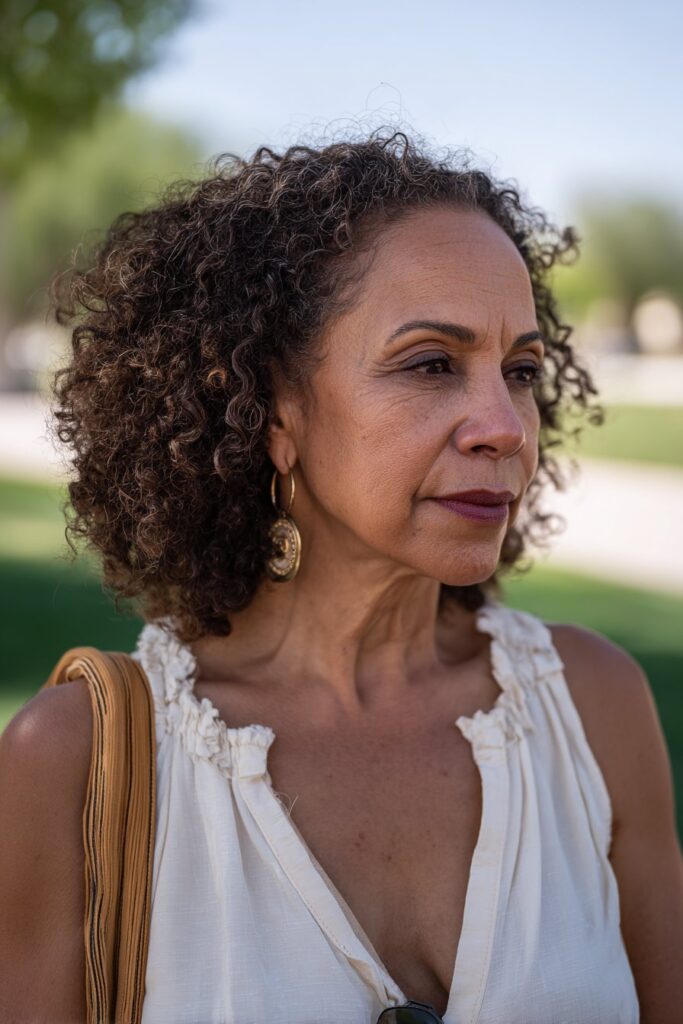 Curly bob with layers sassy hairstyle for older women