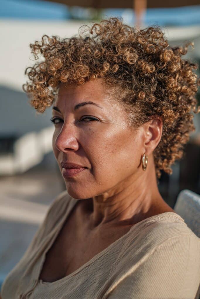 Curly crop haircut for short hair