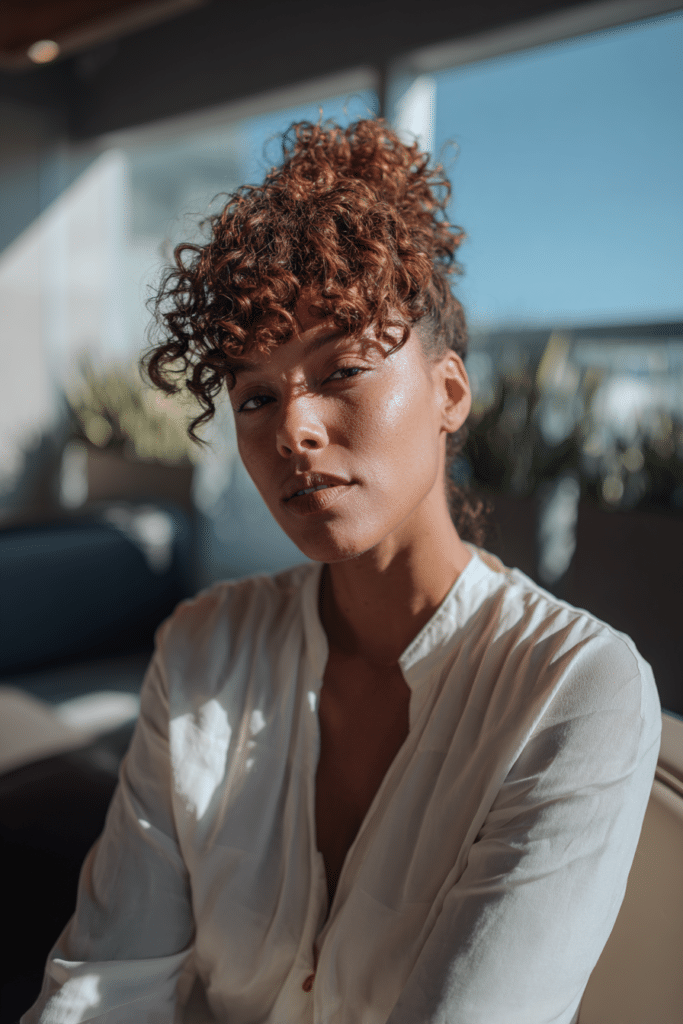 Curly faux hawk hairstyle