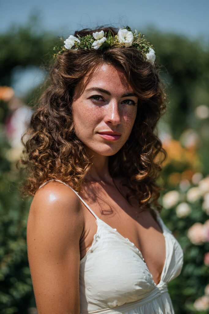 15 Stunning Messy Curly Updo Hairstyles for Weddings 7 Curly pineapple updo with floral accents