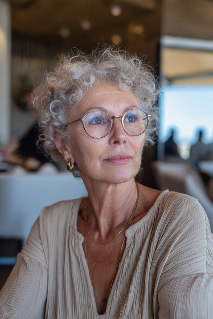 Curly pixie hairstyle with natural volume