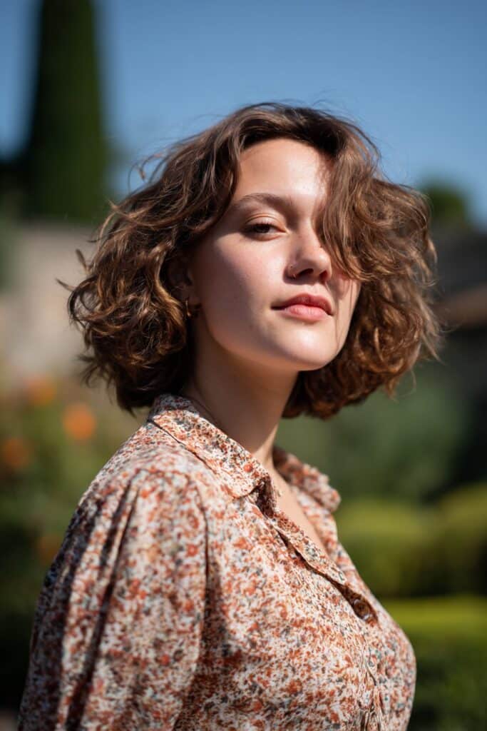 Curly shag haircut with layered movement