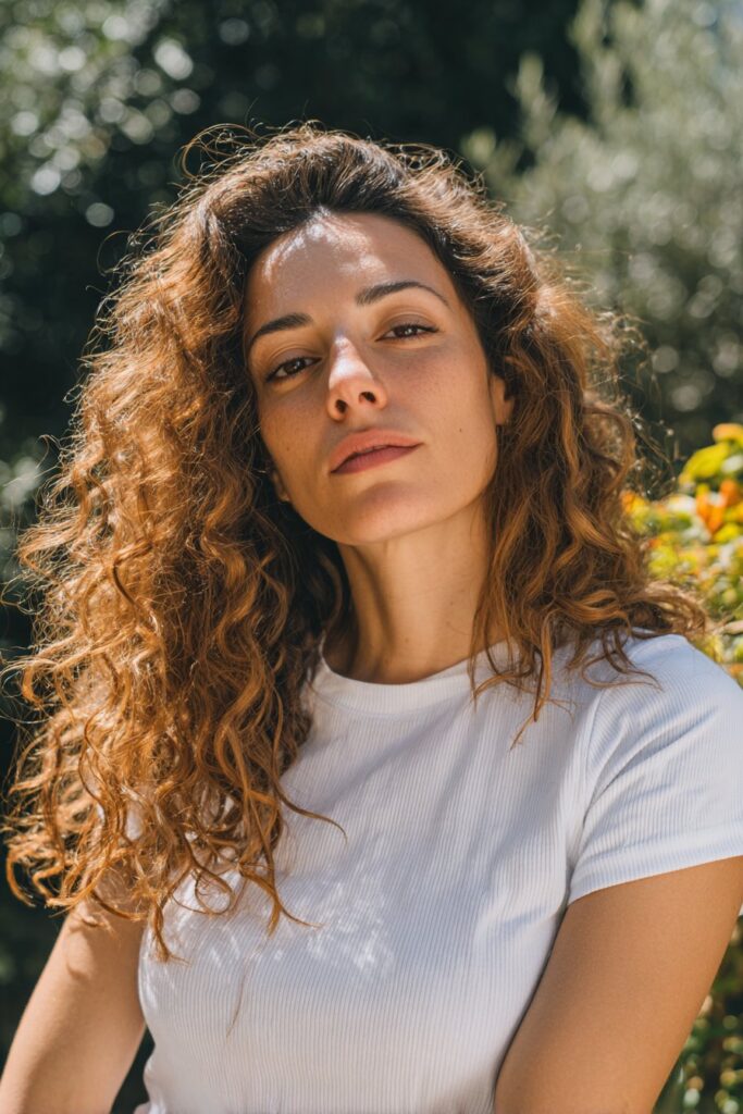 Defined curls with long layered haircut