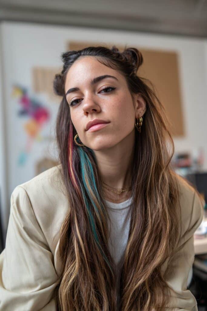 Faux hawk with color accent.