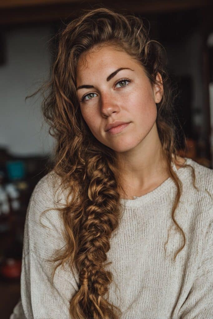 Fishtail braid faux hawk.