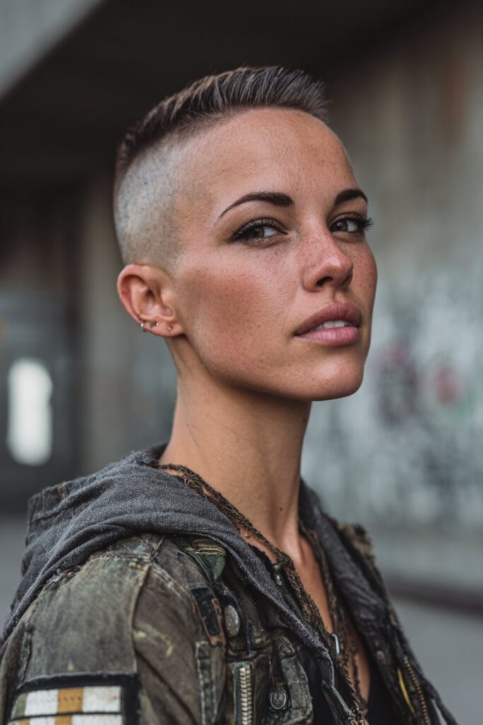 Faux hawk with shaved sides.